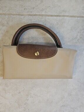New Large Longchamp Brown & Beige Women's Top-Handle Bag - Classic Handbag